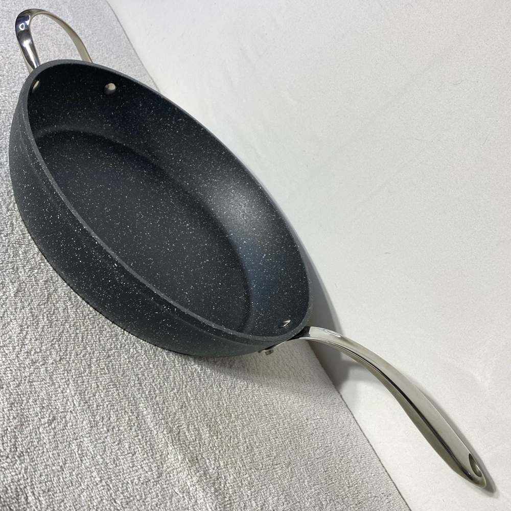 Black Non-Stick Frying Pan with Silver Handle